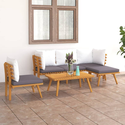 6 pcs conjunto lounge de jardim com almofadões acácia maciça