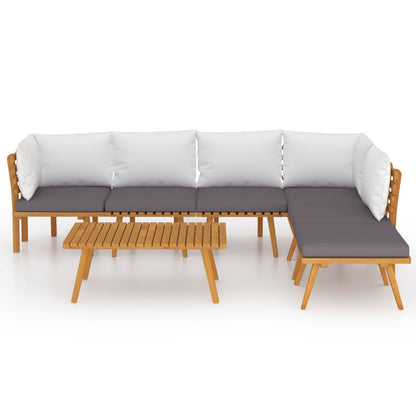 7 pcs conjunto lounge de jardim c/ almofadões acácia maciça