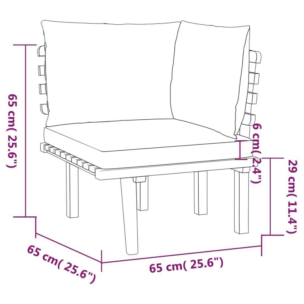 7 pcs conjunto lounge de jardim c/ almofadões acácia maciça