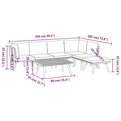 7 pcs conjunto lounge de jardim c/ almofadões acácia maciça