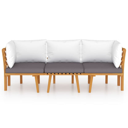 3 pcs conjunto lounge de jardim com almofadões acácia maciça