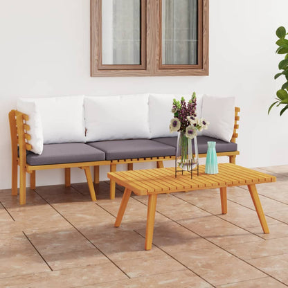 3 pcs conjunto lounge de jardim com almofadões acácia maciça