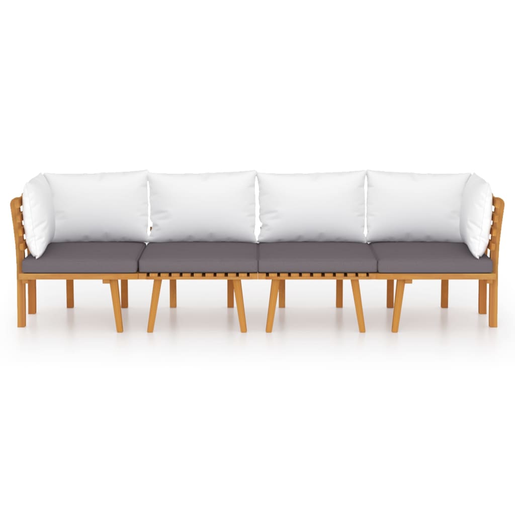 4 pcs conjunto lounge de jardim c/ almofadões acácia maciça