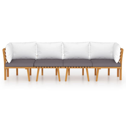 4 pcs conjunto lounge de jardim c/ almofadões acácia maciça