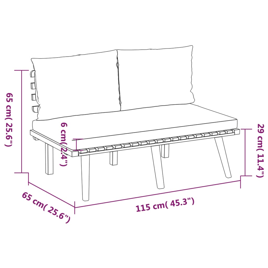 3 pcs conjunto lounge de jardim com almofadões acácia maciça