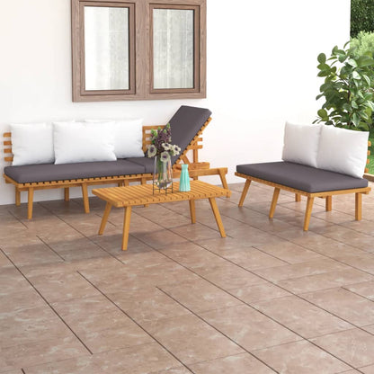 3 pcs conjunto lounge de jardim com almofadões acácia maciça