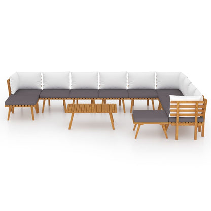 12 pcs conjunto lounge de jardim com almofadões acácia maciça