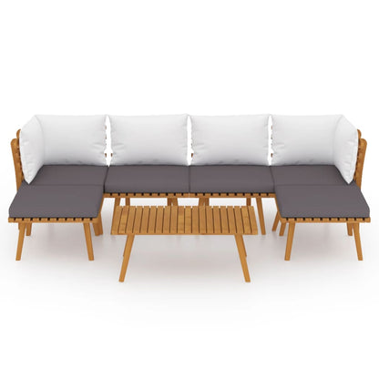 7 pcs conjunto lounge de jardim com almofadões acácia maciça