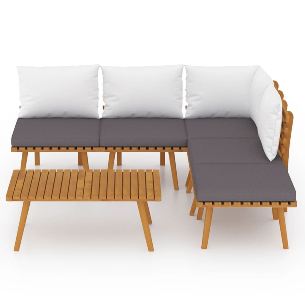 6 pcs conjunto lounge de jardim com almofadões acácia maciça