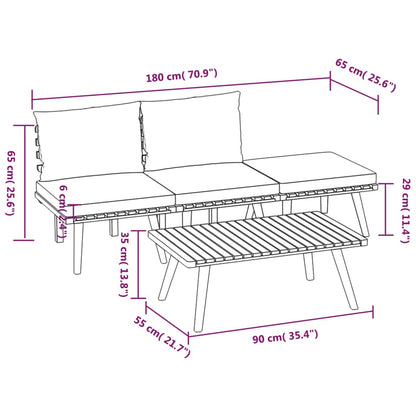 4 pcs conj. lounge jardim c/ almofadões madeira acácia maciça