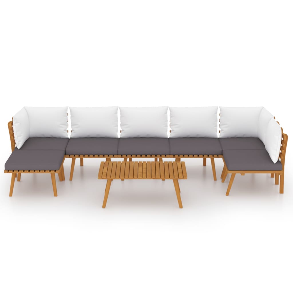 8 pcs conjunto lounge de jardim com almofadões acácia maciça