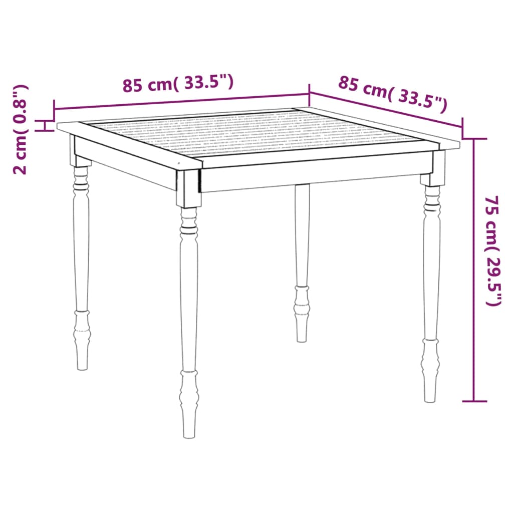 3 pcs conjunto de jantar para jardim madeira de teca maciça