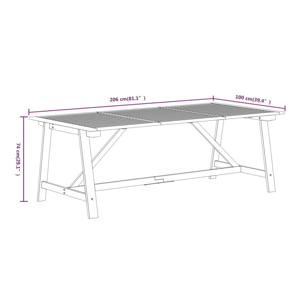 7 pcs conjunto de jantar para jardim madeira de acácia maciça