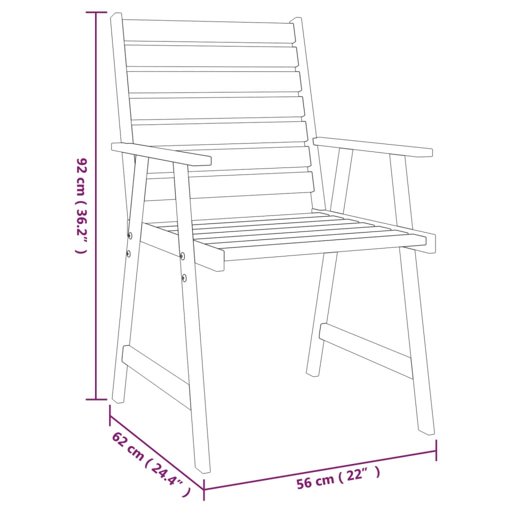 3 pcs conjunto de jantar para jardim madeira de acácia maciça