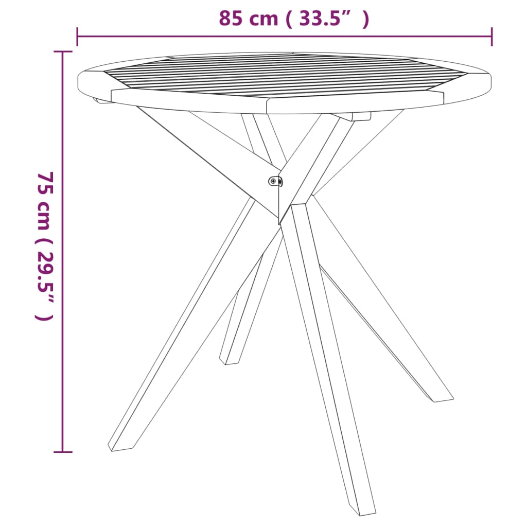 3 pcs conjunto de jantar para jardim madeira de acácia maciça