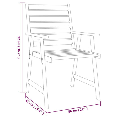 5 pcs conjunto de jantar para jardim madeira de acácia maciça