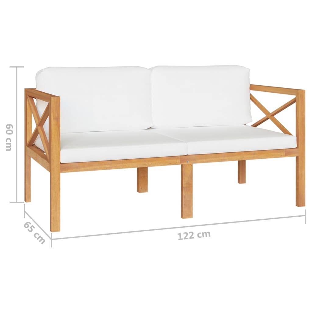 5 pcs conjunto lounge jardim c/ almofadões madeira teca maciça