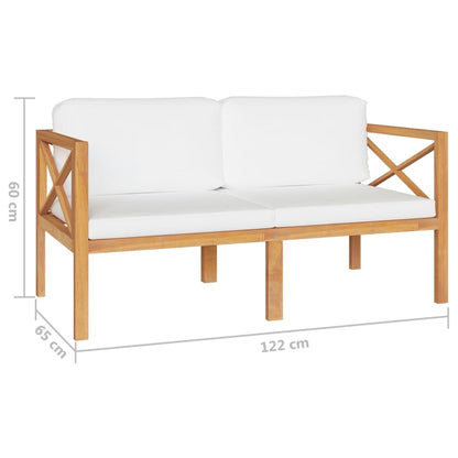 5 pcs conjunto lounge jardim c/ almofadões madeira teca maciça