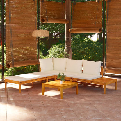 Conjunto Lounge de Jardim em Madeira de Acácia - Sofá Chaise Longue e Mesa de Centro