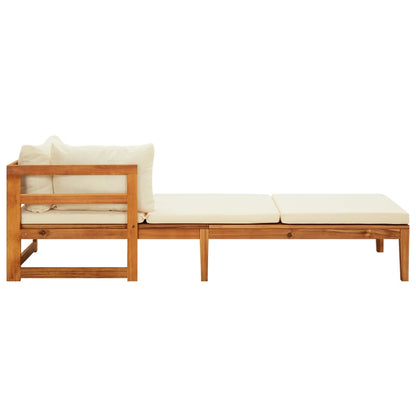 3 pcs conj. lounge de jardim c/ almofadões branco nata acácia