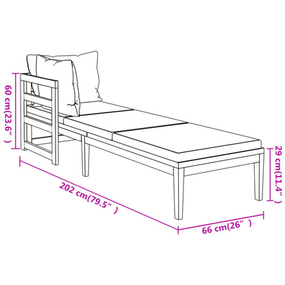 3 pcs conj. lounge de jardim c/ almofadões branco nata acácia