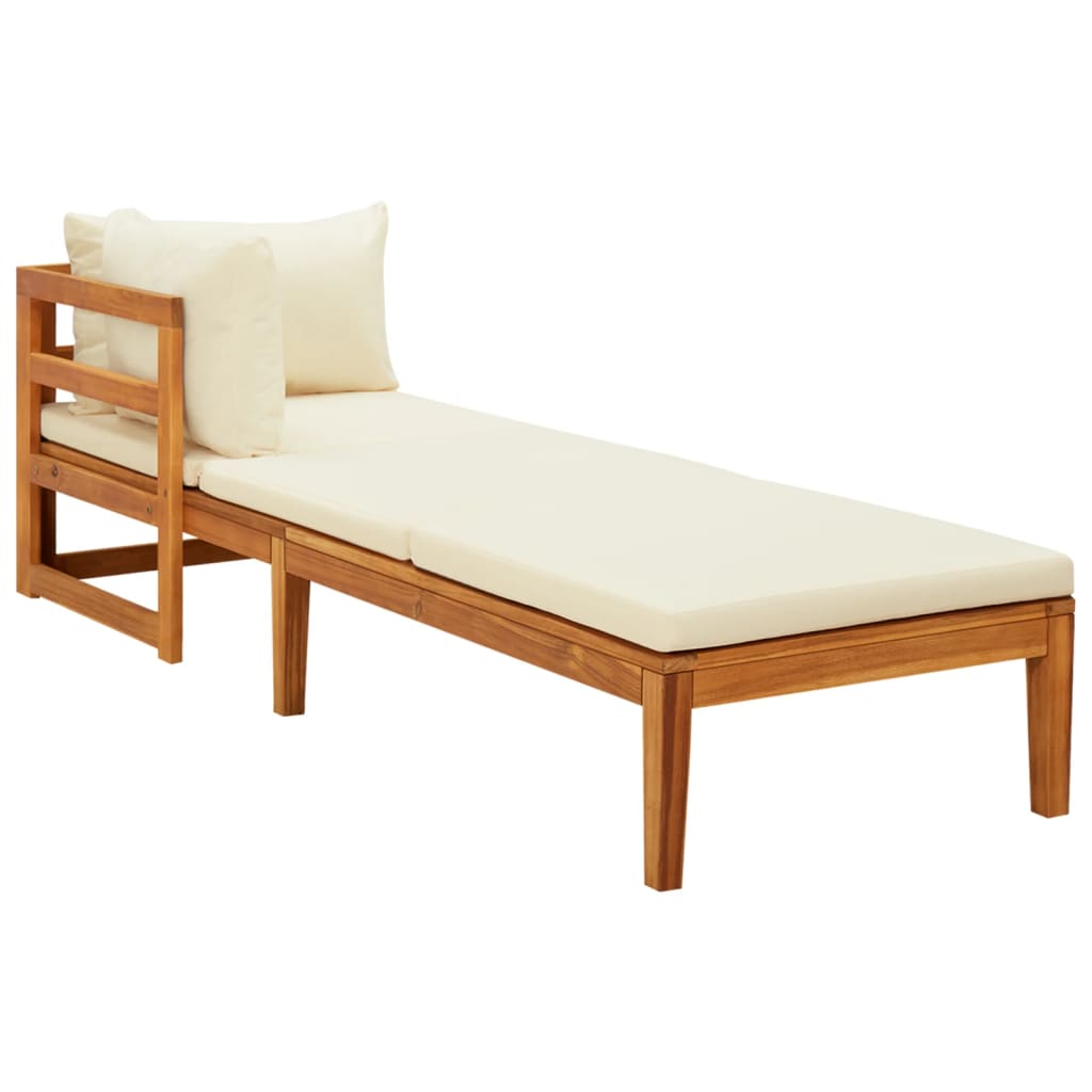 3 pcs conj. lounge de jardim c/ almofadões branco nata acácia