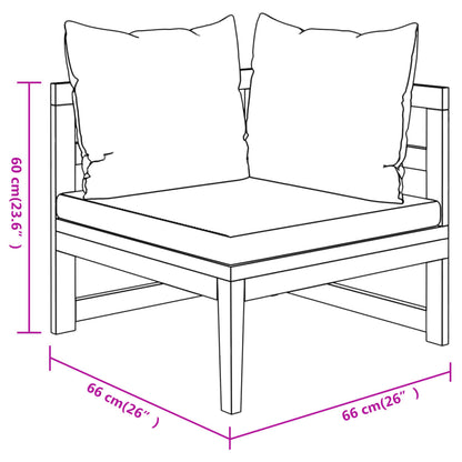 3 pcs conj. lounge de jardim c/ almofadões branco nata acácia