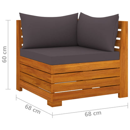 6 pcs conjunto lounge de jardim c/ almofadões acácia maciça