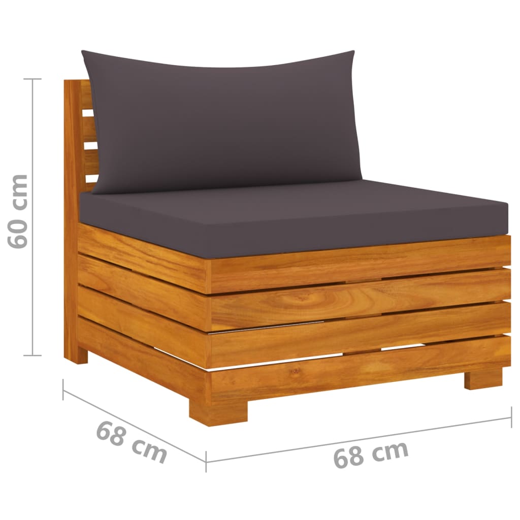 6 pcs conjunto lounge de jardim c/ almofadões acácia maciça