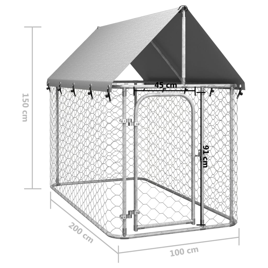 Canil de exterior com telhado 200x100x150 cm