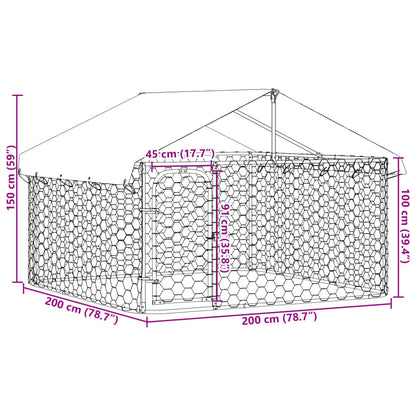 Canil de exterior com telhado 200x200x150 cm