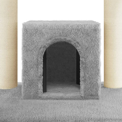 Árvore p/ gatos c/ postes arranhadores sisal 110 cm cinza-claro