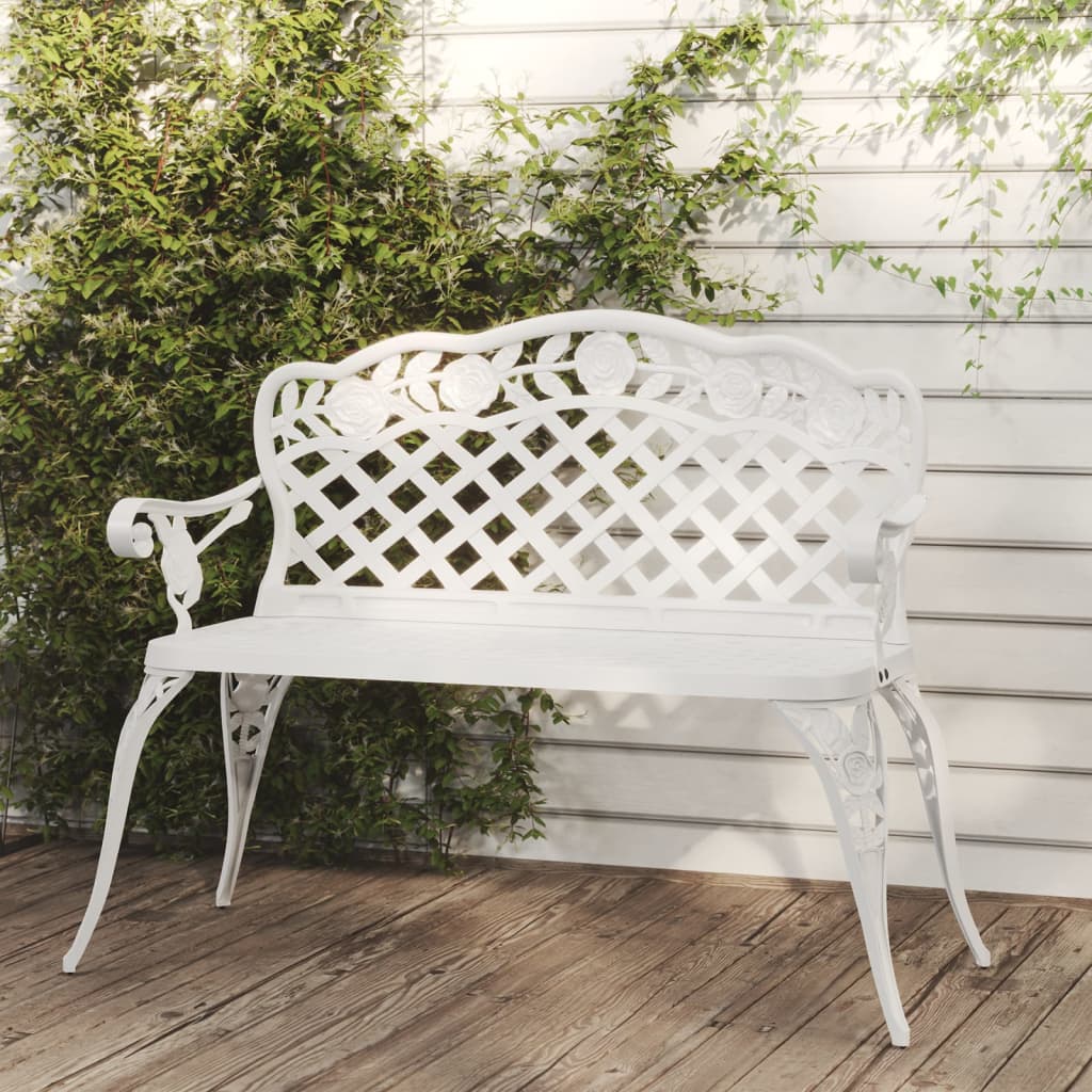 Banco de jardim 108 cm alumínio fundido branco