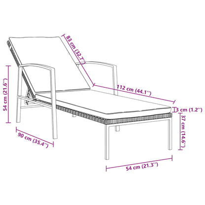 Espreguiçadeiras com mesa 2 pcs vime PE preto