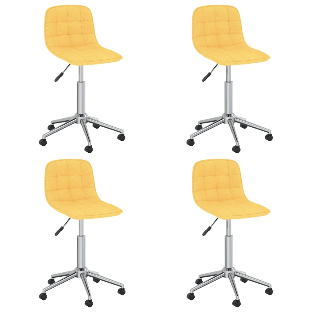 Cadeiras de jantar giratórias 4 pcs tecido amarelo