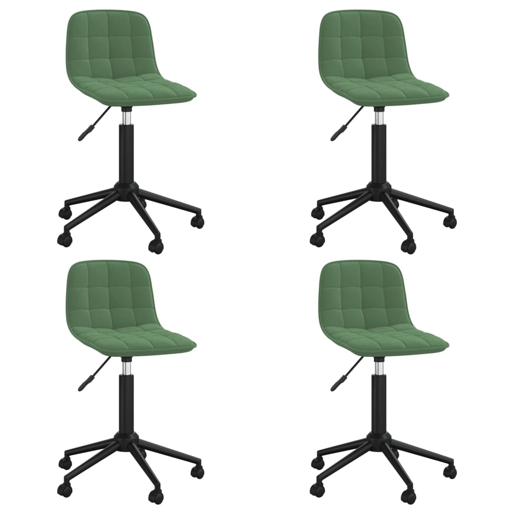 Cadeiras de jantar giratórias 4 pcs veludo verde-escuro