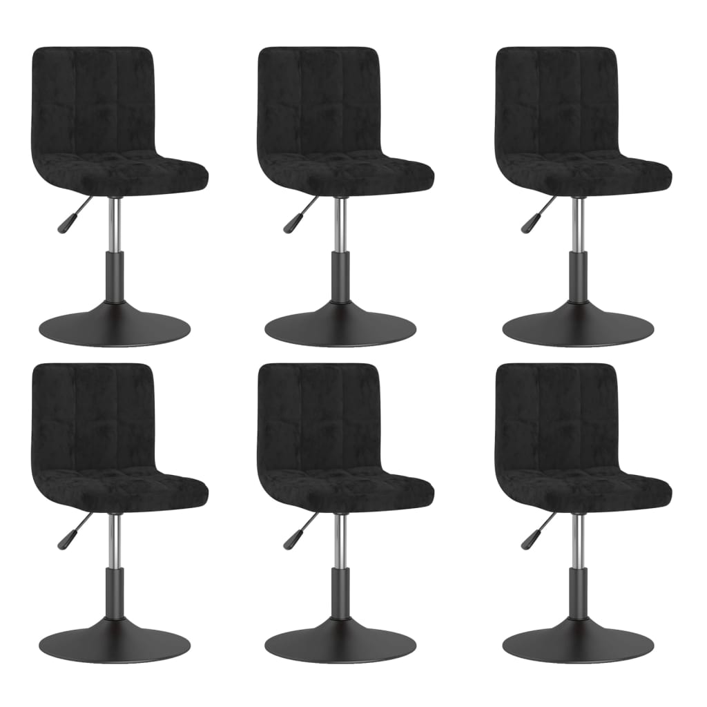 Cadeiras de jantar giratórias 6 pcs veludo preto