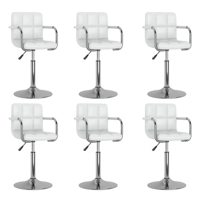 Cadeiras de jantar giratórias 6 pcs couro artificial branco