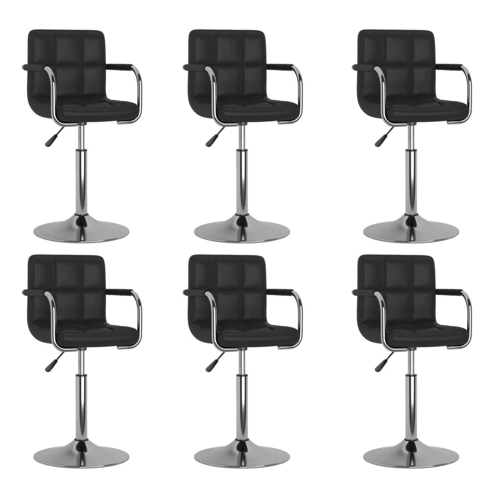 Cadeiras de jantar giratórias 6 pcs couro artificial preto