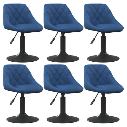 Cadeiras de jantar giratórias 6 pcs veludo azul