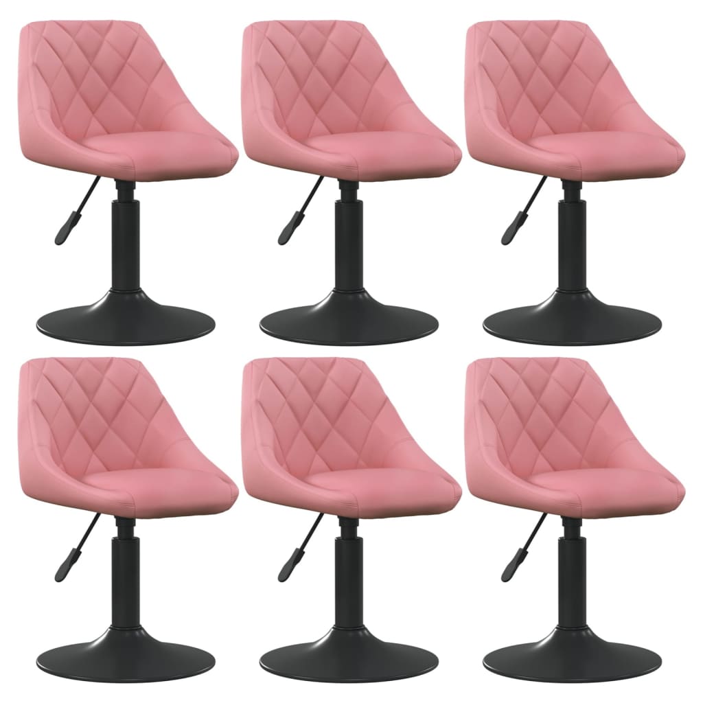 Cadeiras de jantar giratórias 6 pcs veludo rosa