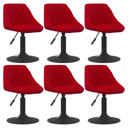 Cadeiras de jantar giratórias 6 pcs veludo vermelho tinto