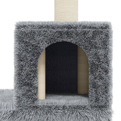 Árvore p/ gatos c/ postes arranhadores sisal 188 cm cinza-claro