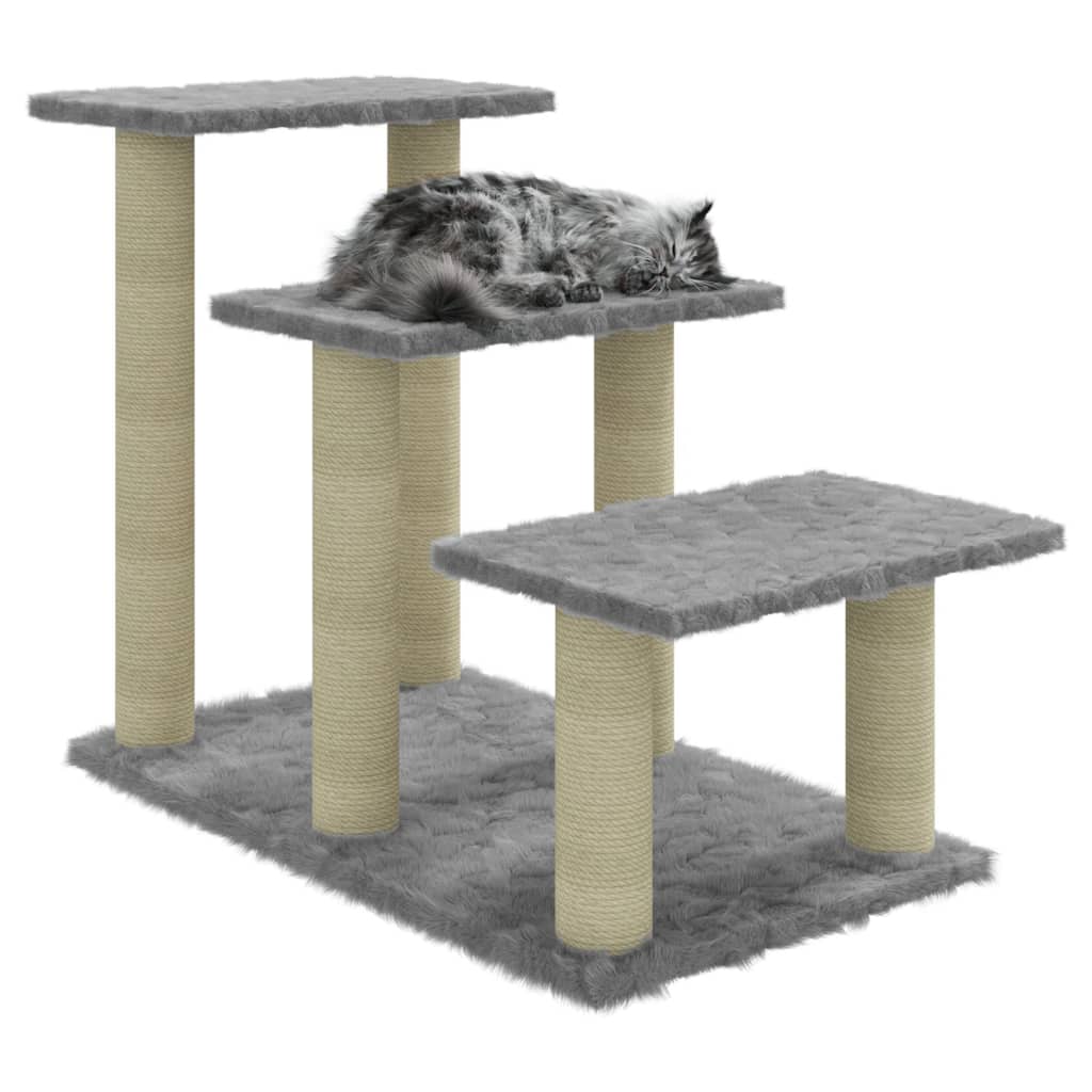 Arranhador para Gatos de 3 Níveis de 50,5cm - Cinzento Claro