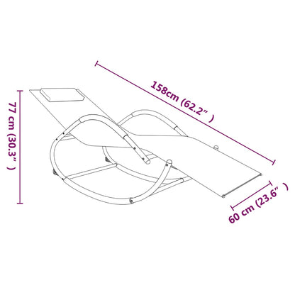 Espreguiçadeiras baloiço 2 pcs aço e textilene cinzento