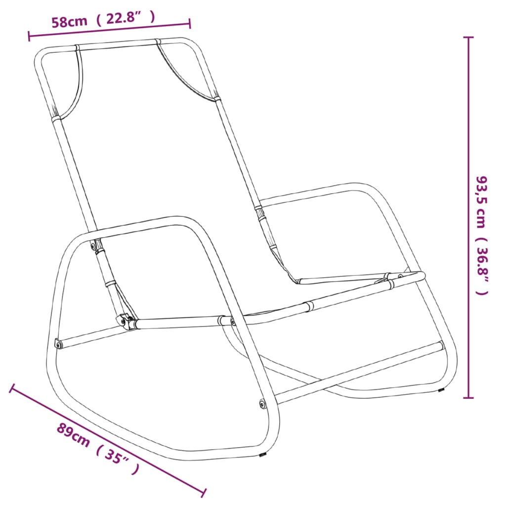 Espreguiçadeiras baloiço 2 pcs aço e textilene preto