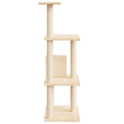 Árvore para gatos c/ postes arranhadores sisal 119 cm cor creme