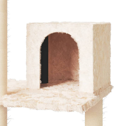 Árvore para gatos c/ postes arranhadores sisal 119 cm cor creme