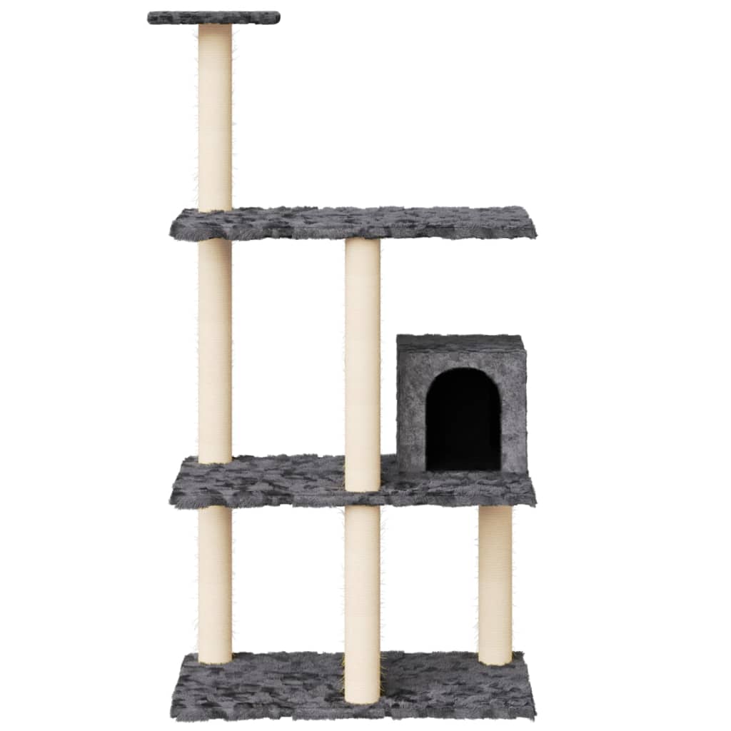 Árvore p/ gatos c/ postes arranhadores sisal 119cm cinza-escuro