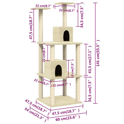 Arranhador para Gatos em Sisal de 141 cm - Creme